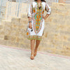 3/4 Sleeve Print Knee Length V Neck Shift Dresses