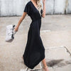 Cotton Wood ear sleeve Elastic waist Maxi Dresses