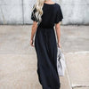 Cotton Wood ear sleeve Elastic waist Maxi Dresses