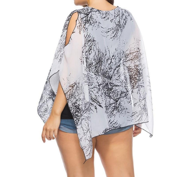 Casual Long sleeve Print Round neck Plus size Tops