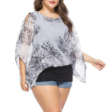 Casual Long sleeve Print Round neck Plus size Tops