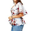 Casual Short sleeve Bell-sleeve Print Plus size Tops