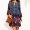 3/4 Sleeve Bell Sleeve Print Mini Vintage Vacation Dresses