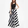 Striped Split Joint Sleeveless Evening Dress