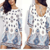 Bohemia Printed Backless Round-neck Vacation Dresses