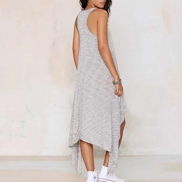 Casual Solid Color Sleeveless Round Neck Vacating Dresses