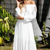 Chiffon Off Shoulder High waist Lace Maxi Dresses