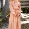 Chiffon Off Shoulder High waist Lace Maxi Dresses