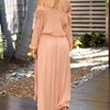 Chiffon Off Shoulder High waist Lace Maxi Dresses