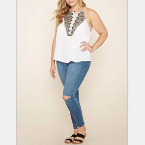 Casual Sleeveless Hit Color Lsce Plus size Tops