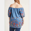 Casual Short sleeve Print Off shoulder Plus size Tops