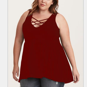 Casual Sleeveless Solid Color Round neck Plus size Tops