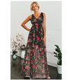 Bohemia Sleeveless Print Maxi V neck High waist Vacation Dresses