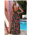 Bohemia Sleeveless Print Maxi V neck High waist Vacation Dresses