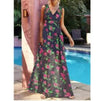 Bohemia Sleeveless Print Maxi V neck High waist Vacation Dresses