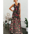 Bohemia Sleeveless Print Maxi V neck High waist Vacation Dresses