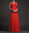 3/4 sleeve Solid Color Maxi Round neck High waist Lace Maxi Dresses