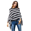 Hit Color Stripe Tassel Irregular Cloak Sweaters