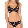 Black Flora Print Bandage Bikinis