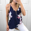 Casual Print V neck Sleeveless Tops