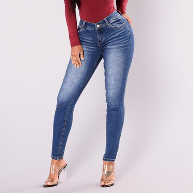 Casual Solid Color High waist Trousers Jeans