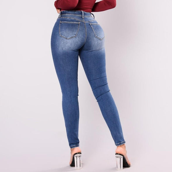 Casual Solid Color High waist Trousers Jeans