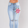 Casual Print High waist Cropped Trousers Denim Jeans