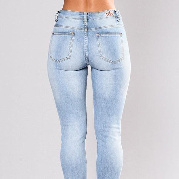 Casual Print High waist Cropped Trousers Denim Jeans