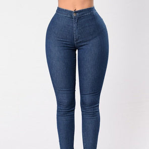 Casual Solid Color High waist Jeans