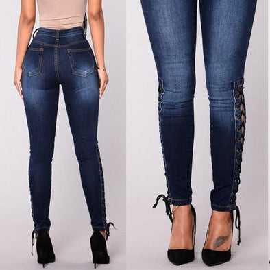 Casual Solid Color High waist Denim Jeans