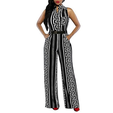 Casual Sleeveless Hit Color High Waist Jumpsuits