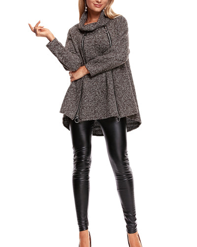 Long Sleeve Solid Color Turtleneck Coat