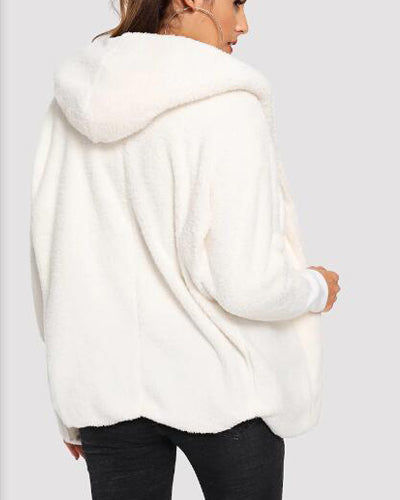 Solid Color Plush Cardigan Coat