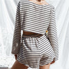 Women's Sexy Striped T-Shirt Shorts Fashion Two-Piece Set