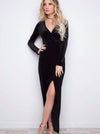 New Deep V-Neck Velvet Long Sleeve Maxi Dresses