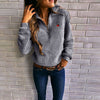 Lapel Zip-Embroidered Fur Sweatshirt