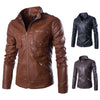 New British Stand Collar Locomotive PU Leather Jacket