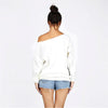 Simple Slash Neck Printed Long Sleeve Sweatshirt