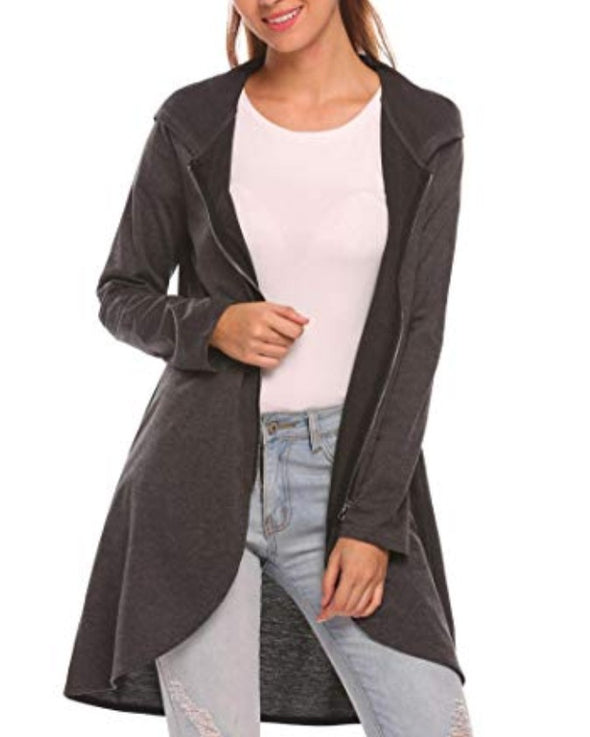 Loose Irregular Zipper Long Sleeve Jacket