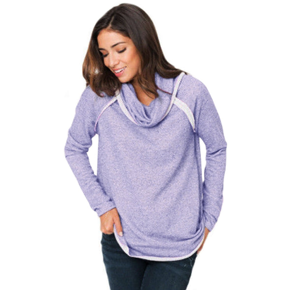 Contrast Stitching Pile Collar Long Sleeve Sweatshirt