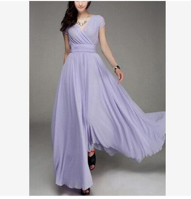 Women's Sexy V-neck Short-Sleeved Evening Dress