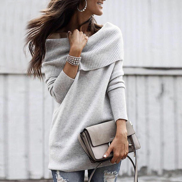 Strapless Solid Sexy Slim Knitted Sweater