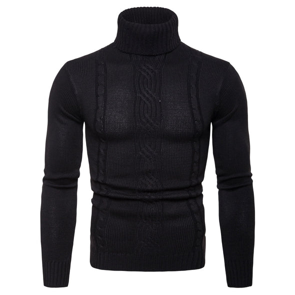 New Men's Turtleneck Jacquard Pullover Sweater