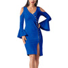 Sexy V-Neck Split Flare Sleeve Bodycon Dress