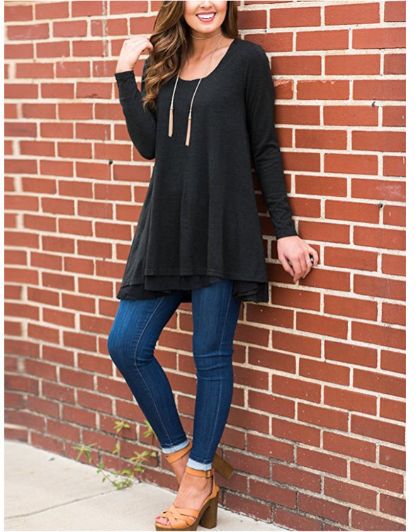 Fashion Long Sleeve Round Neck T-Shirt