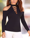 New Off-The-Shoulder Long-Sleeved T-Shirt