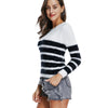 Hit Color Stripe Round Neck Sweaters