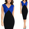 V-Neck Sleeveless Colorblocked Split Sexy Dress