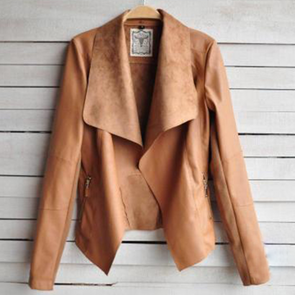 Fashion PU Leather Large Lapel Loose Jacket