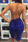 Women's Halter Sequins Sexy Evening Dress